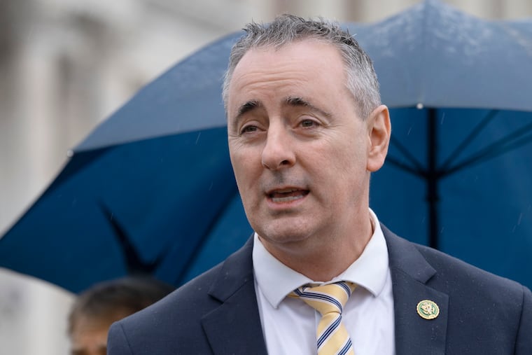 Rep. Brian Fitzpatrick, R-Pa., speaks at a news conference, Jan. 31, 2023, on Capitol Hill in Washington.