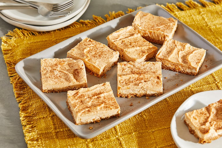 No-Bake Pumpkin Cheesecake Bars.