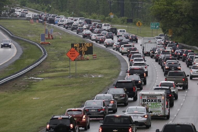 Motorists at a crawl on Rt. 42 northbound in Gloucester Twp. Emergency construction on Rt. 76 in Gloucester had traffic backed up on many highways including northbound Rt 42 and 55 and southbound 295.
