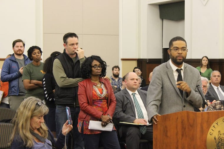 Dozens of residents expressed concerns over the relocation of a controversial methadone clinic into Camden's Waterfront South neighborhood. From left to right: residents Sean Brown, Tammy Goree, Patrick Duff, Tracy Wilkins, and Michael Zier.