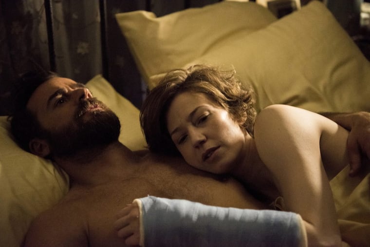 Justin Theroux and Carrie Coon in a scene from the third-season premiere of HBO's "The Leftovers"