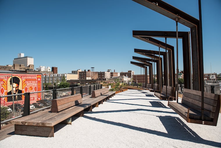 The first phase of the Rail Park opened in 2018 on the former home of the Reading Railroad viaduct. The one-quarter mile green space transformed what had been an overgrown stretch of abandoned railway.