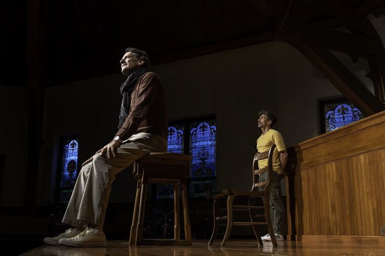 "A Tale of Two Cities Cobbled Together by the Brothers Lovejoy" at East Lynne Theater Co., with Ezra Barnes (left) and Jon J. Peterson.