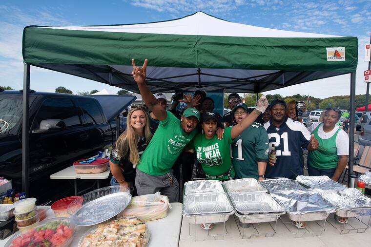 Philadelphia Eagles fans tailgate outside Lincoln Financial Field for the season opener against the Washington Redskins on Sunday, Sept. 8, 2019.