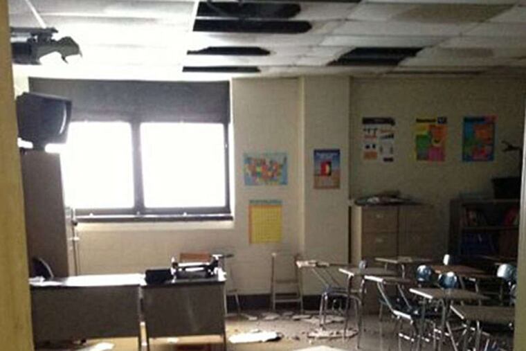 Thomas Edison High School closed for three days after the building sustained water damage when a coil burst in the heating/cooling system. Damage to a classroom is seen here. (Photo: JERRY ROSEMAN)