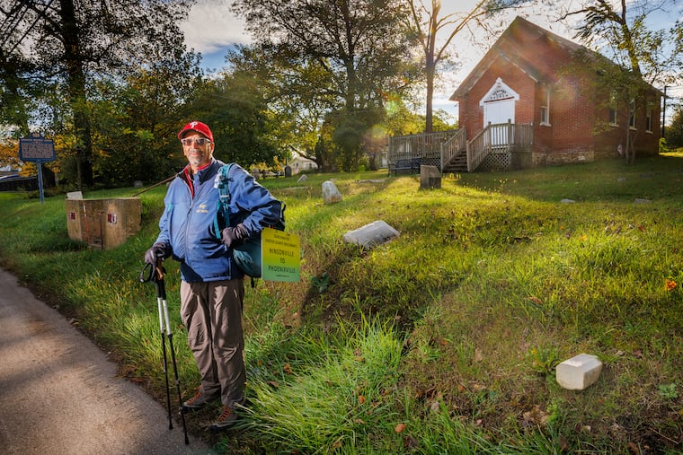 Ken Johnston, the Philadelphia "walking artist," walked to Canada to observe the 200th anniversary of Harriet Tubman's birth. On Monday he started at the Hosanna African United Methodist Protestant Church at 1517 Baltimore Pike, Lincoln University, heading to Phoenixville, Pa. where he anticipates arriving on Sunday.