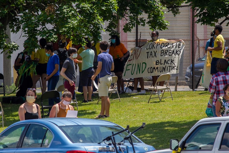 Philly Thrive organized a protest Monday outside the closed Philadelphia Energy Solutions refinery in South Philadelphia to mark the one year anniversary of the explosion.