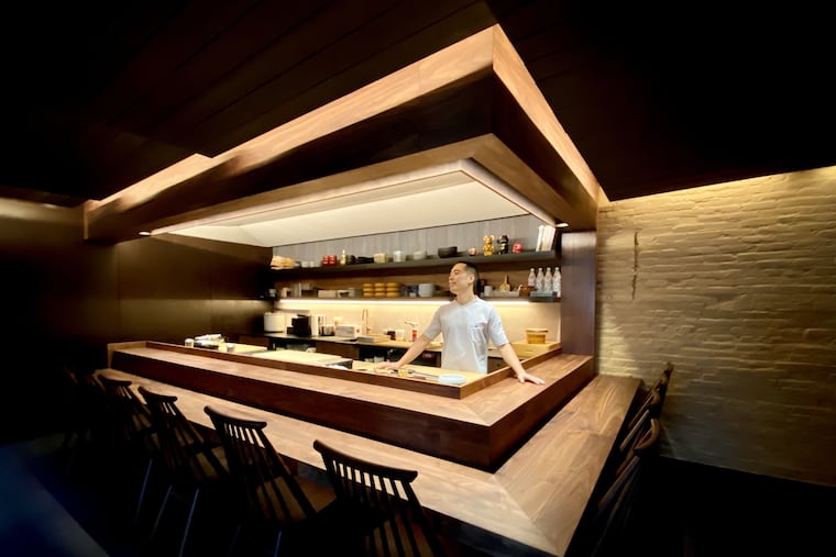 Jesse Ito, chef-owner, behind his omakase counter at Royal Izakaya at 780 S. Second St.