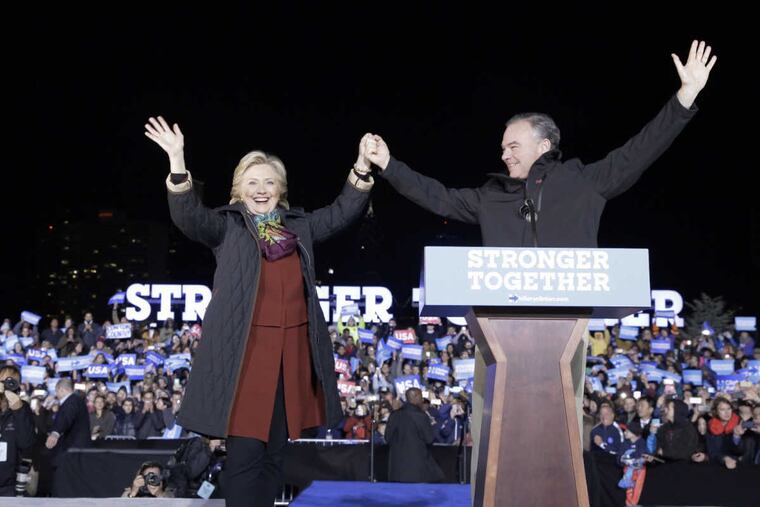 Hillary Clinton and Tim Kaine make a joint appearance at Penn on Saturday night.
