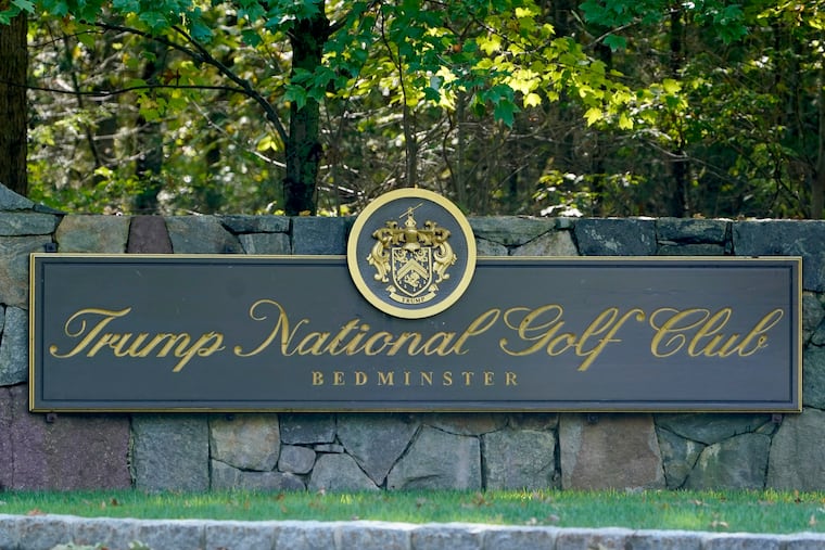 A sign at the entrance to the Trump National Golf Club in Bedminster, N.J.