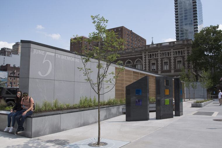 The June 5 Memorial on the site of the Salvatiion Army thrift store collapse iis a critique of Philadelphia's go-go development culture, as well as a tribute to the victims of the 2013 tragedy.