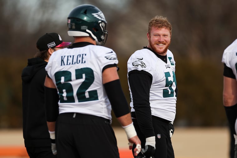 Current Eagles center Cam Jurgens (right) teamed up with former Eagles center Jason Kelce to create ‘The Center Combo.’