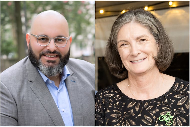 Chris Gale, the incoming director of the Bicycle Coalition of Greater Philadelphia (left). Sarah Clark Stuart (right) is stepping down as executive director of the Bicycle Coalition of Greater Philadelphia after 26 years with the organization.