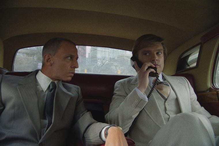 Actros Jeremy Strong (left) and Sebastian Stan in a scene from the film "The Apprentice."