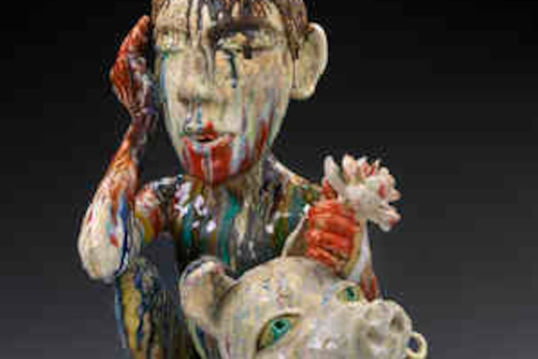 Part of the biennial assessment of contemporary fine craft at the Renwick Museum in Washington, ceramicist SunKoo Yuh's art, such as "Fortune Pig," above, seems drawn from the dark, cobwebbed corners of his psyche. Mark Newport's "Batman," left, is both costume and sculpture.