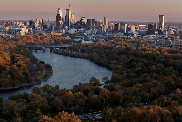 The Schuylkill River with Philadelphia skyline.