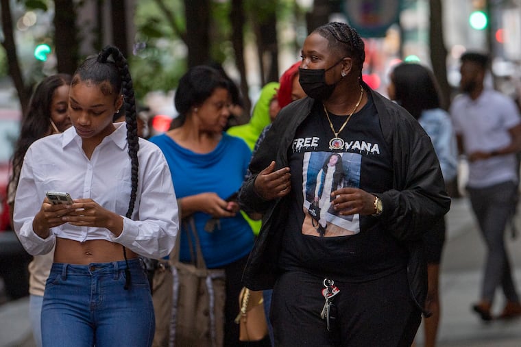 Jayana Webb's friends and family members exit the the Justice Juanita Kidd Stout Center for Criminal Justice after her preliminary hearing in June.