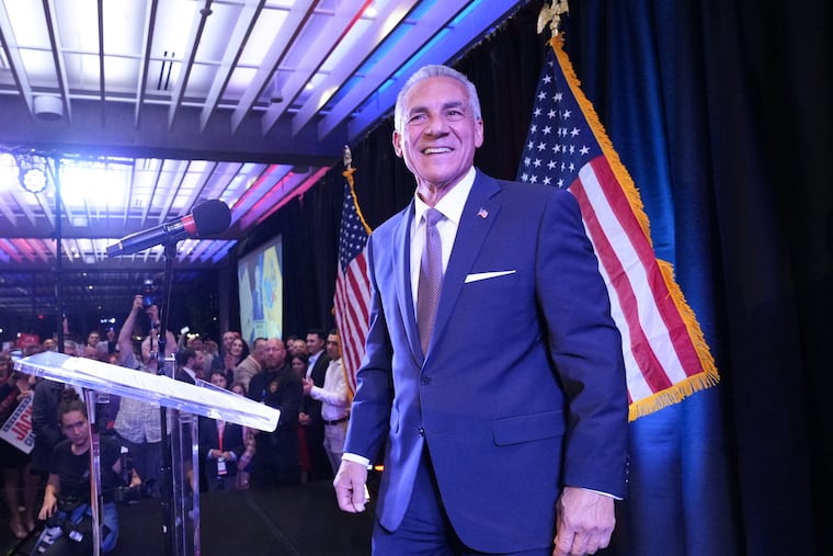 Jack Ciattarelli speaks during his primary election night party at Bell Works in Holmdel, New Jersey, Tuesday June 10, 2025.