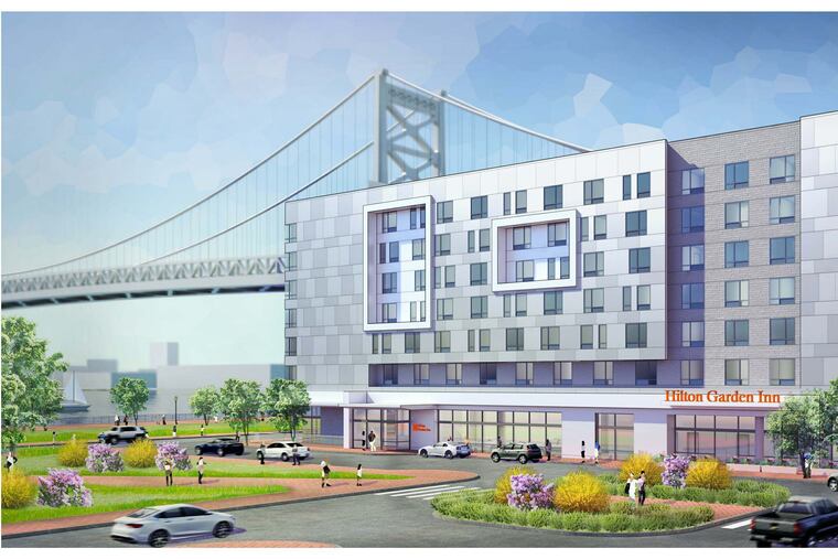 Artist's rendering of Hilton Garden Inn planned at Camden's Delaware River waterfront.