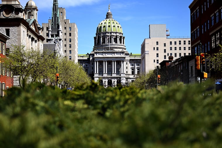 The west side of the Pennsylvania State Capitol at Third and State Streets in Harrisburg April 9, 2026.