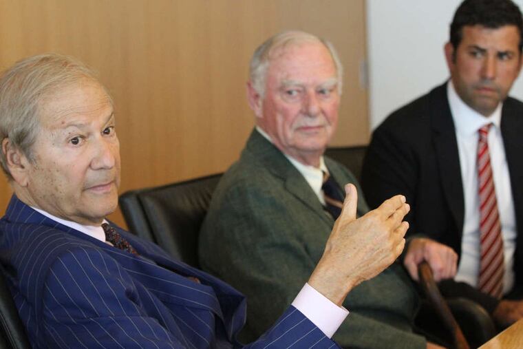 Lewis Katz (left) with co-owner H.F. "Gerry" Lenfest and son Drew.
