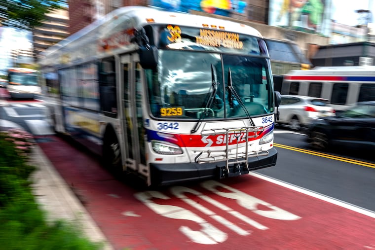 A SEPTA bus on East Market Street on Thursday.