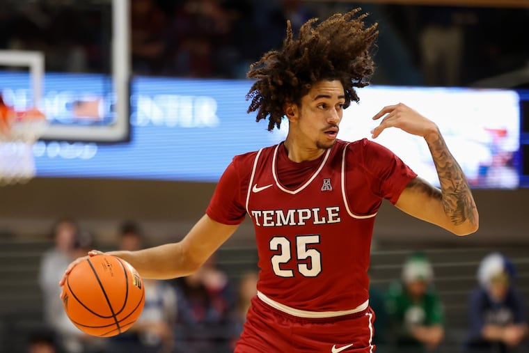 Temple guard Aiden Tobiason finished with 19 points against Davidson on Thursday.
