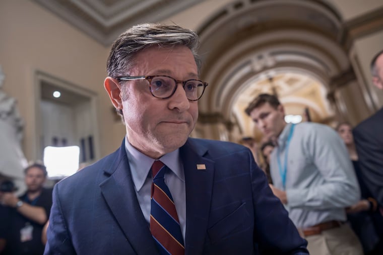 House Speaker Mike Johnson (R., La.) leaves without taking any questions from reporters after finishing a series of votes Wednesday on President Donald Trump's priorities.