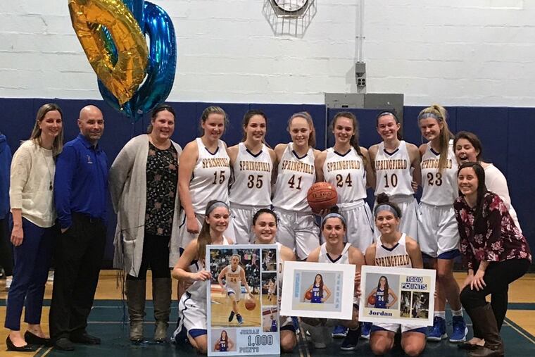 Springfield Delco celebrates Jordan D’Ambrosio’s 1,000th point as Springfield Delco beats Penncrest.