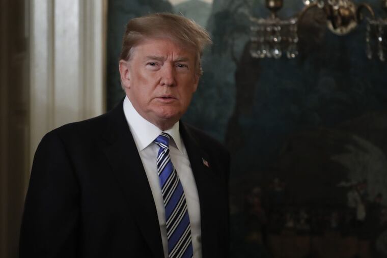 President Donald Trump arriving at the White House in Washington on Thursday, Feb 15, 2018.