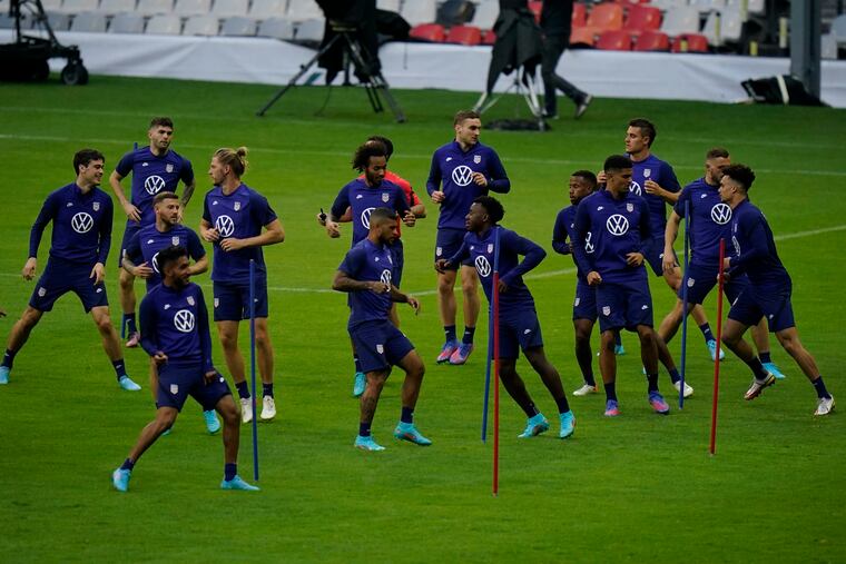 U.S. players practicing at Mexico City's fabled Estadio Azteca on Wednesday.