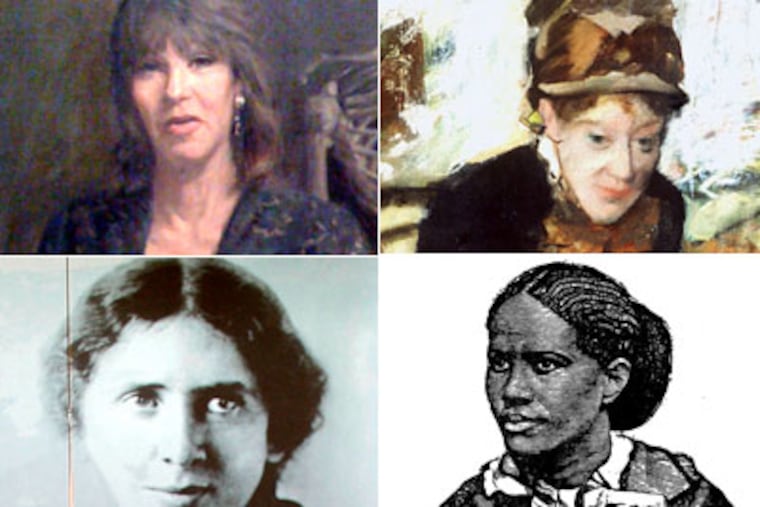 Clockwise from top left, Gretchen Worden, Mary Cassatt, Frances Ellen Watkins Harper and Rose Schneiderman.