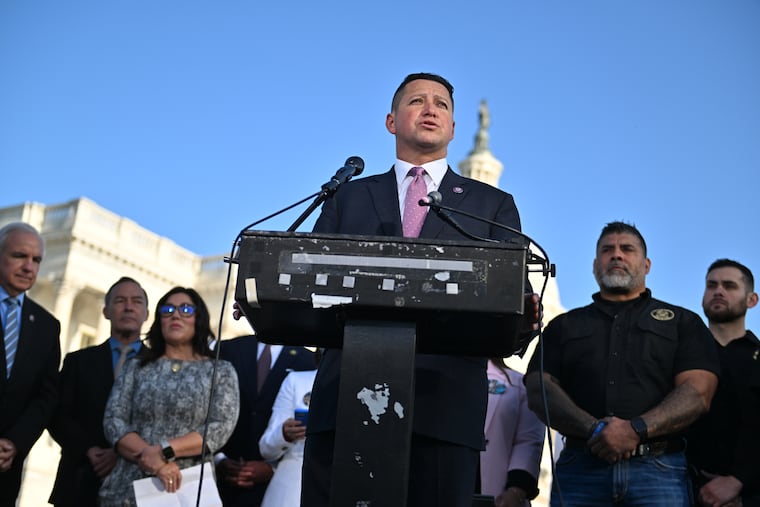 Rep. Tony Gonzales (R-Texas) speaks about border security during a news conference at the U.S. Capitol in April 2023.