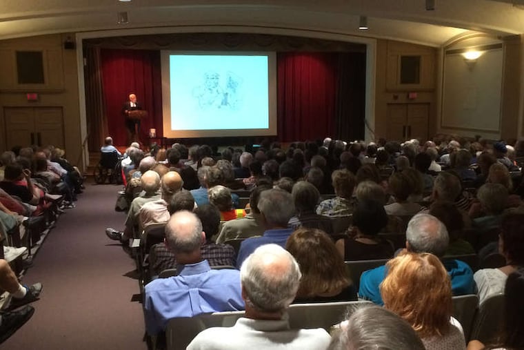 John Dean discussing his book "The Nixon Defense: What He Knew and When He Knew It" at a sold-out Free Library author event in July.