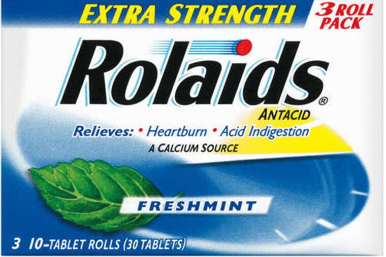 A recalled bottle of Rolaids Freshmint tablets, lot AFA293, distributed by the McNeil Consumer Healthcare division of Johnson & Johnson, is displayed for a photograph in New York, U.S., on Friday, Jan. 15, 2010. Johnson & Johnson expanded its recall of products possibly tainted with a wood chemical to include Rolaids, Motrin, Children's Tylenol and St. Joseph's Aspirin along with some lots of Benadryl allergy tablets and Tylenol caplets as a "precautionary action" after consumer reports of moldy, musty and mildew-like odors in some of the pills.