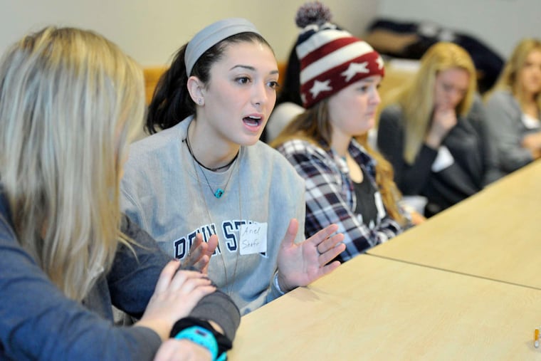 Penn State student Ariel Shafir talks during a McClatchy Newspapers focus group on presidential politics at Pennsylvania State University in University Park, Pa.