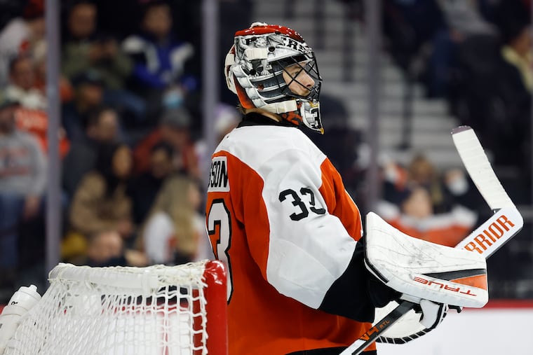 Flyers goaltender Samuel Ersson allowed seven goals on 23 shots against the Lightning.