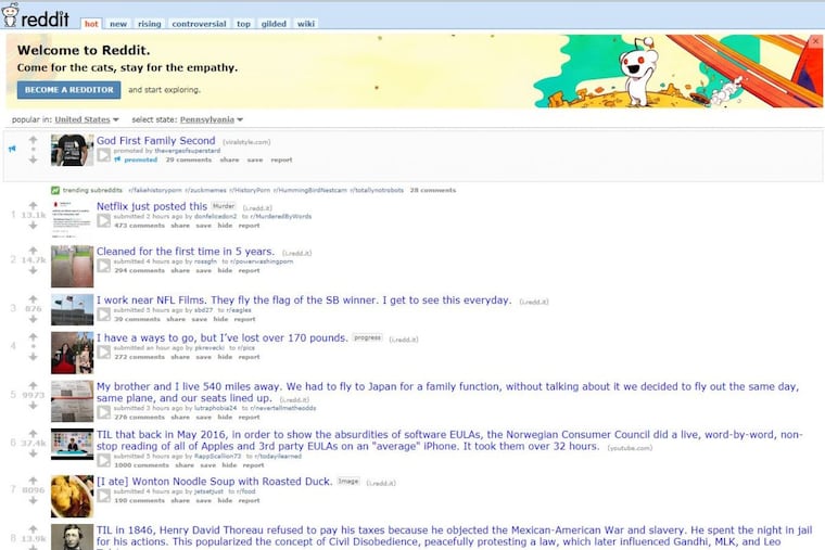 Reddit calls itself “The front page of the internet.”