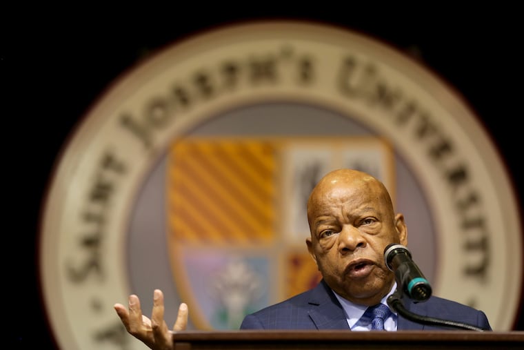 John Lewis spoke at St. Joseph University's Hagan Arena in Philadelphia on April 16, 2018.