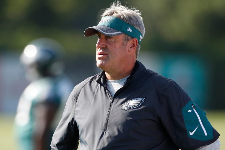 Doug Pederson has to wear a mask, but he is again able to watch training camp practice in person, after 10 days away because of testing positive for COVID-19.