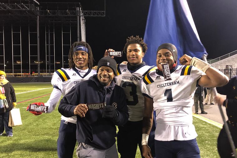 Cheltenham celebrates a 56-49 win over Cocalico in PIAA Class 5A semifinals.