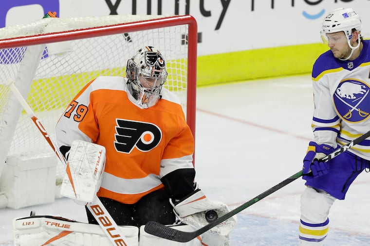 Carter Hart (79) expected to have a good night's sleep ahead of Thursday night's in New Jersey. Let's see if he'll be sharper than he was Saturday in Boston.