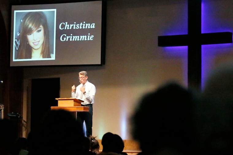 AtFellowship Alliance Chapel in Medford, Bryan Russell says a prayer for Grimmie, who was a church member.