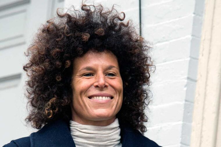 Bill Cosby’s accuser, Andrea Constand, arrives Monday at the law offices of Kane, Pugh, Knoell, Troy & Kramer in Norristown to be deposed in her defamation lawsuit against former Montgomery County DA Bruce Castor.