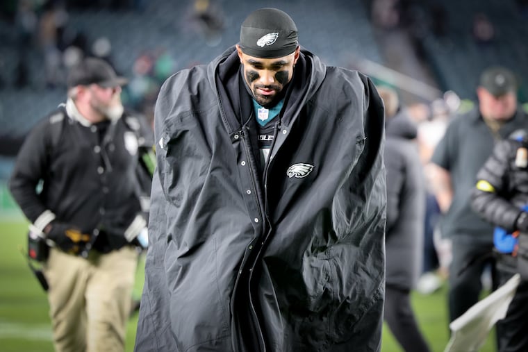 Eagles quarterback Jalen Hurts had two turnovers in Friday's loss.