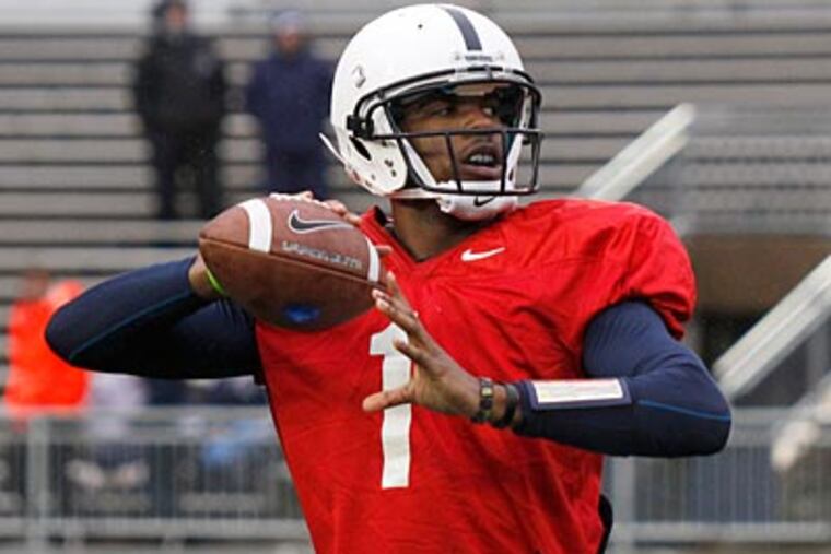 Penn State quarterback Robert Bolden throws during spring practice in April. (Keith Srakocic/AP)