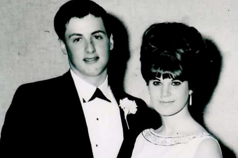 Ellen Blum in 1965 with her Northeast High prom date, Sylvester "Mike" Stallone.
