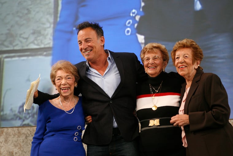Singer Bruce Springsteen poses with (from left) his aunt Dora Kirby, mother Adele Springsteen, and aunt Ida Urbelis after being honored at the Ellis Island Family Heritage Awards in 2010, on Ellis Island in New York. Springsteen's mother, Adele Zerilli Springsteen, has died at age 98. Jason DeCrow, AP File