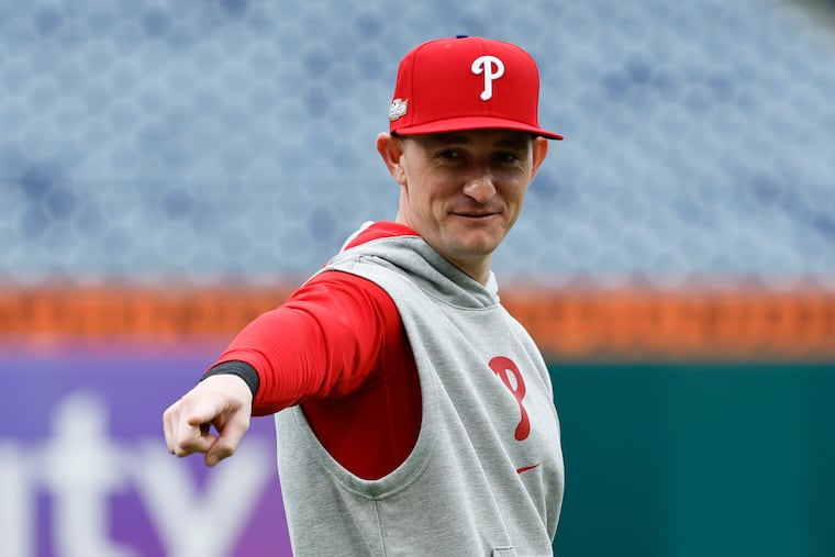 Phillies left fielder Austin Hays during a workout on Tuesday at Citizens Bank Park.