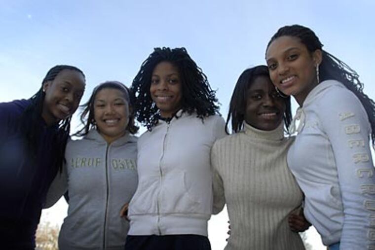 Headed to Boston next weekend for national competition are Swenson's talented quintet of (from left) Vanessa Mack, Khristy Neou, Anthonia Ballard, Jayee Wright, and Shanae Bailey. (Ron Tarver / Staff Photographer)